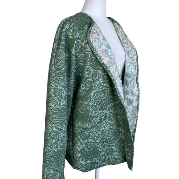 QVC Denim & Co. Canyon Retreat Spring Quilted Jacket Open Front Boho Blazer Sz L - Picture 4 of 16